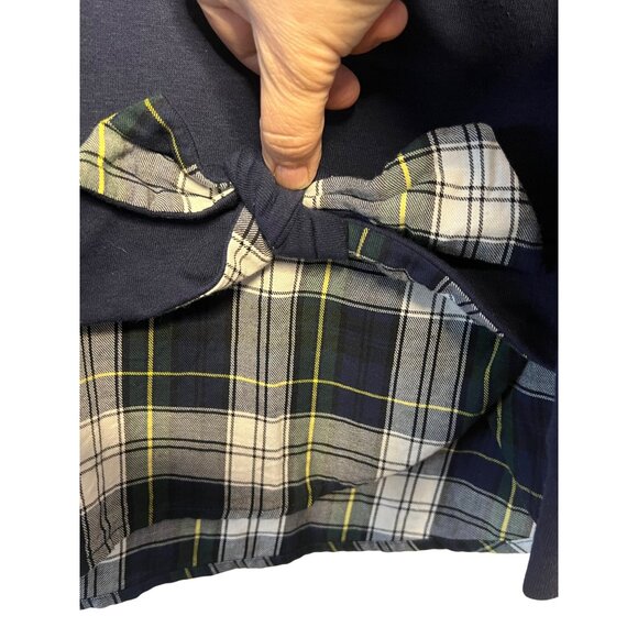 Izod Women's Navy Plaid Accent Sweater With Bow Detail Size M Cotton Blend Comfy - Picture 8 of 16